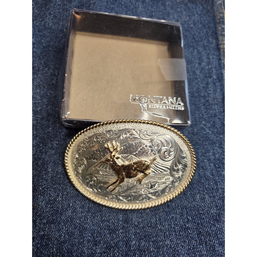 Montana Silversmiths Women's Western Deer Buck Belt Buckle in Box Vintage - Picture 6 of 8